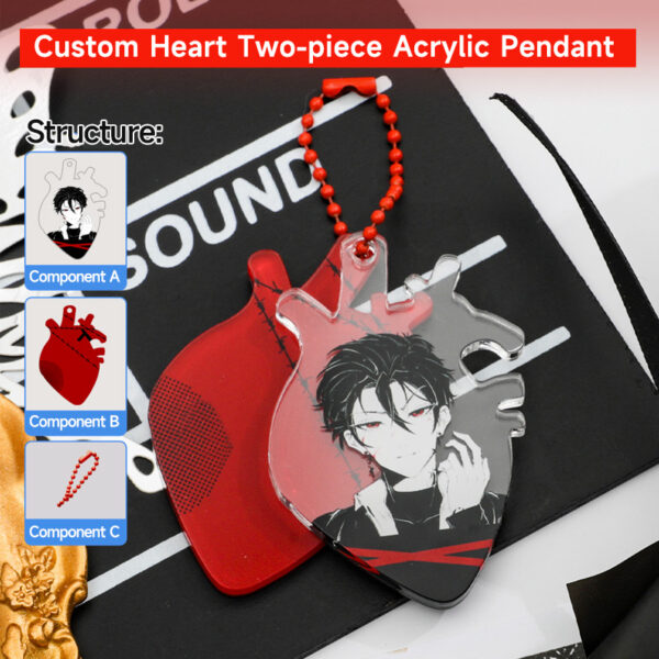 Custom Heart Two-piece Acrylic Pendant
Production time: 5-7 Workdays, US/EU/UK tariffs-free support - Image 2