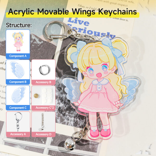 Custom Acrylic Movable Wings  KeychainsProduction time: 5-7 Workdays, US/EU/UK tariffs-free support - Image 3